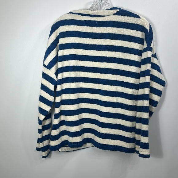 Madewell MWL Loop Terry Notched Sweatshirt size medium.NWT.Blue and White - Picture 8 of 8